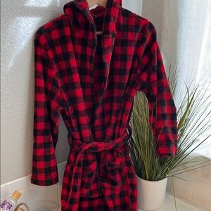 Eddie Bauer Red and Black Kids Plaid Robe